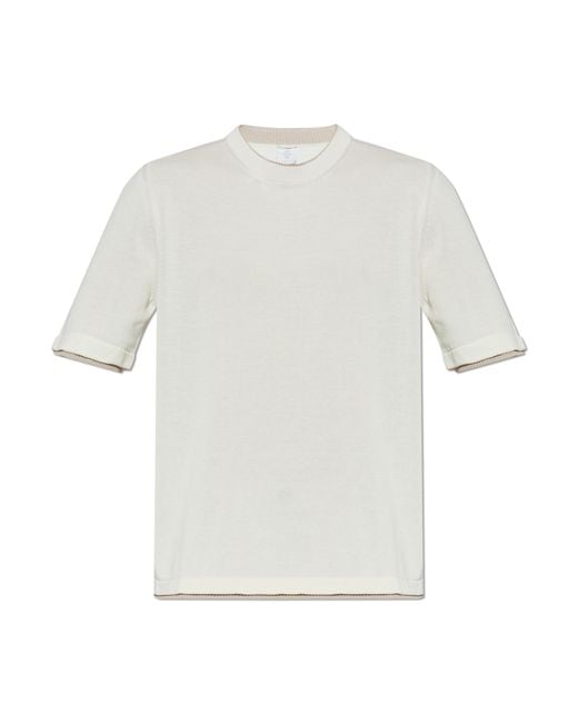 Eleventy White Cotton T-Shirt With Round Neckline for men