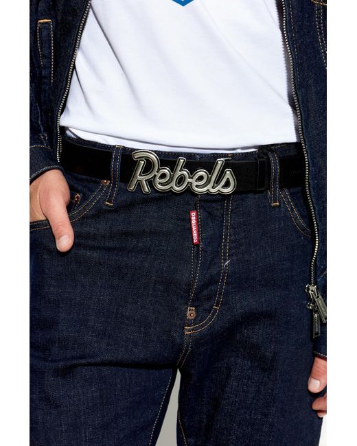 DSquared² Black Leather Belt for men