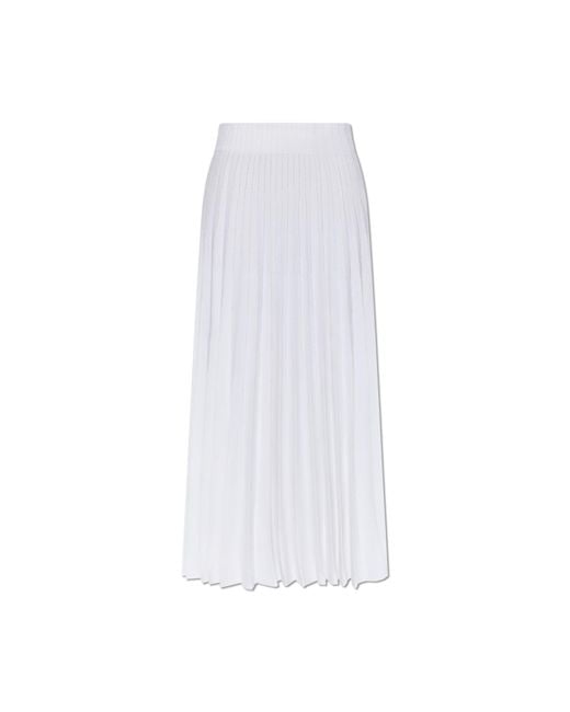 Balmain White Pleated Sequin Skirt