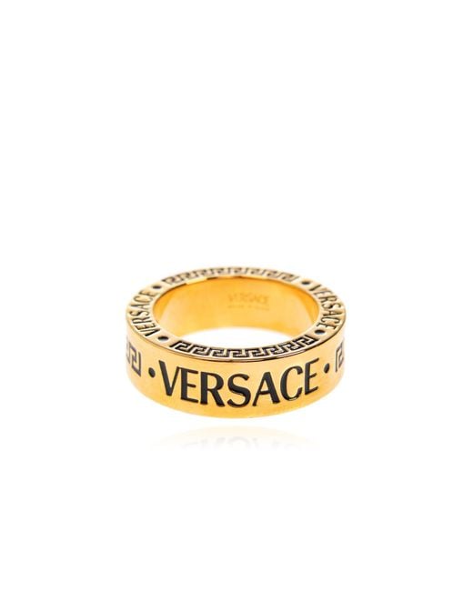 Versace Metallic Ring With Engraved Logo for men