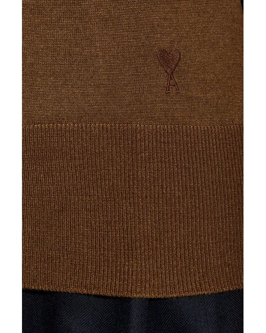 AMI Brown Thin Wool Sweater