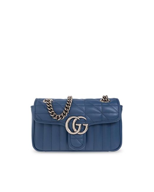 Gucci Blue 'GG Marmont Mini' Shoulder Bag