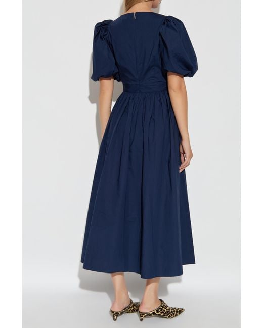 ROTATE BIRGER CHRISTENSEN Blue Dress With Puff Sleeves