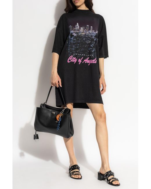 Balenciaga Black T-Shirt With Colorful Print