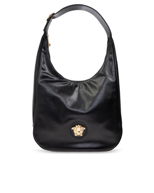 Versace Black Leather Shoulder Bag