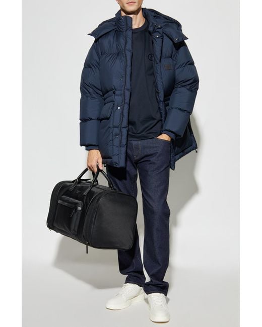 Emporio Armani Blue Down Jacket With Detachable Hood for men