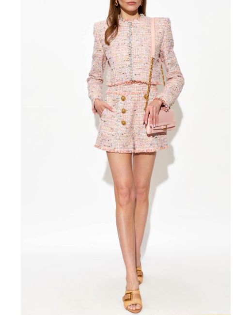 Balmain Pink Leather Wallet On A Chain