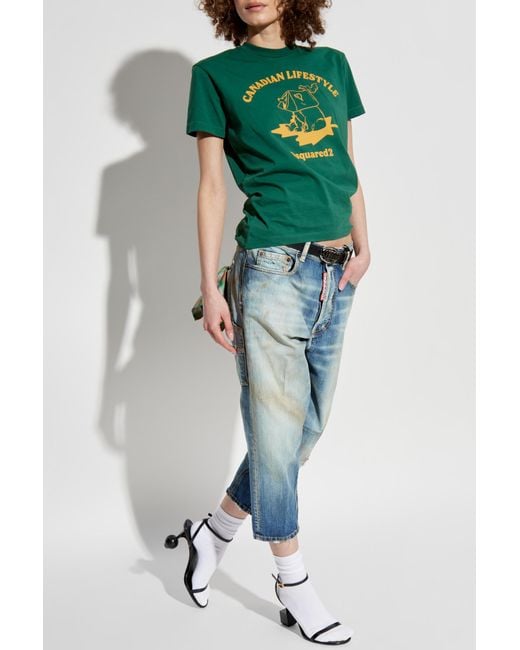 DSquared² Green T-Shirt With Print