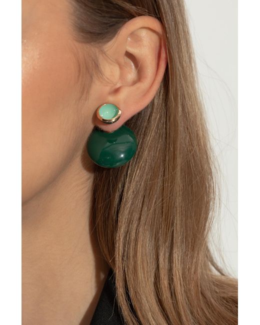 Bottega Veneta Green Round Earrings