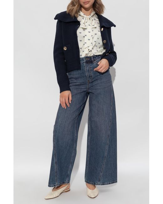 Self-Portrait Blue Cardigan With Pockets