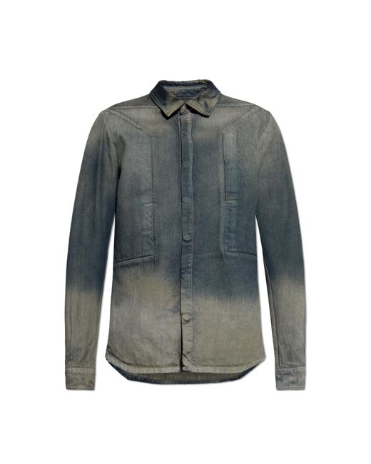 Rick Owens Gray "Fogpocket" Denim Shirt for men