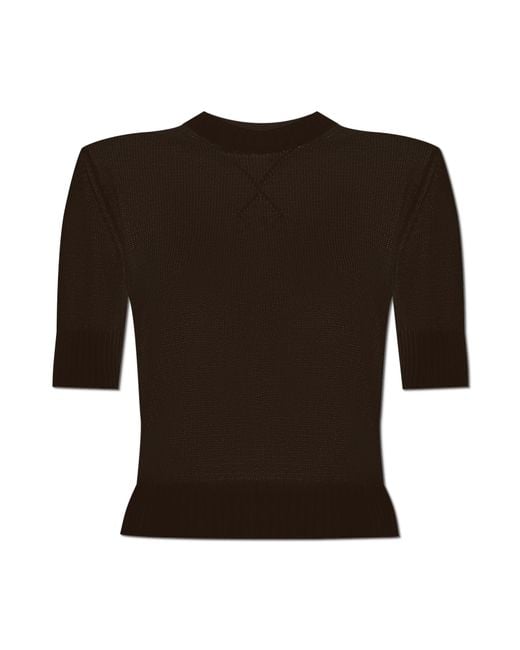 Jil Sander Black Top With Embroidered Logo