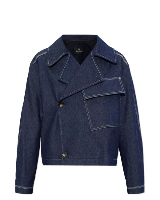 Paul Smith Blue Double-Breasted Denim Jacket