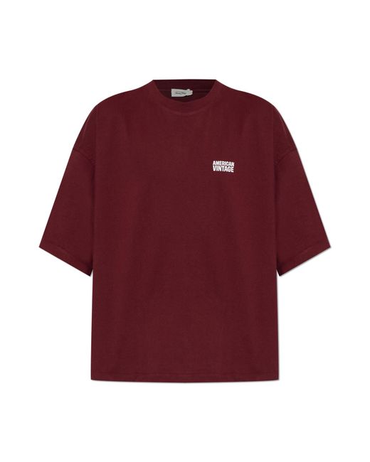 American Vintage Red T-Shirt With Logo for men