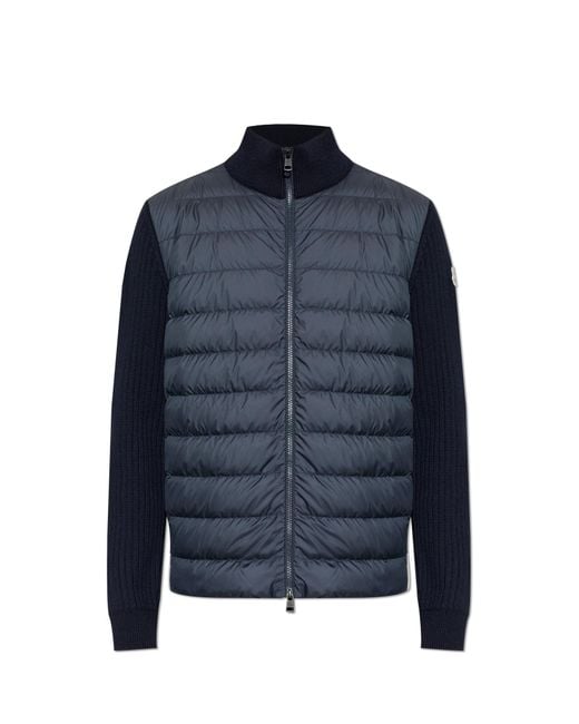 Moncler Blue Cardigan With Down Front for men