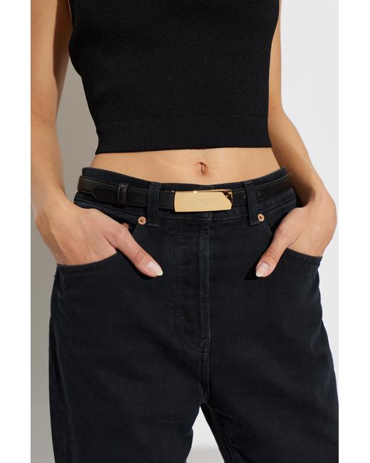 Balmain White Leather Belt With Logo