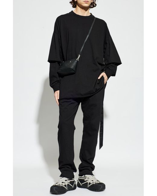 Rick Owens Black Sweatpants With Raw-Edged Legs for men