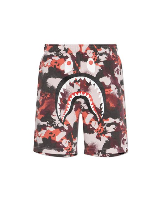 A Bathing Ape Red Camouflage-Patterned Shorts for men