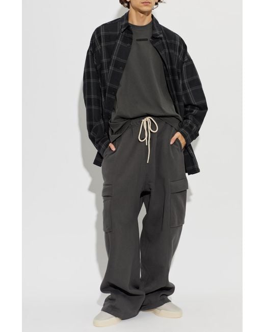Fear Of God Gray Cotton T-Shirt With Sewn-In Logo for men