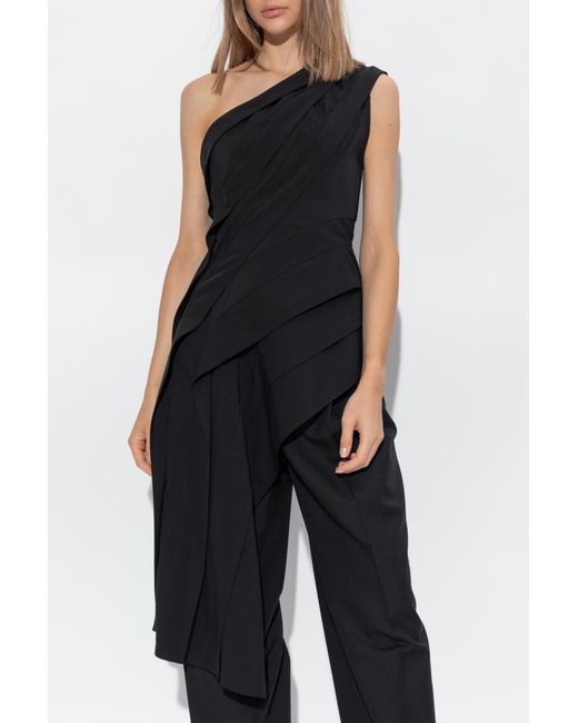 Bottega Veneta Black One-Shoulder Top