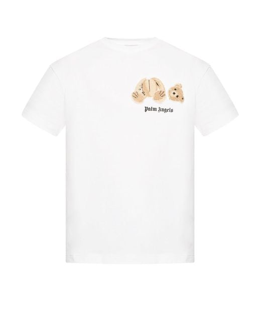 Palm Angels White Teddy Bear T-shirt for men