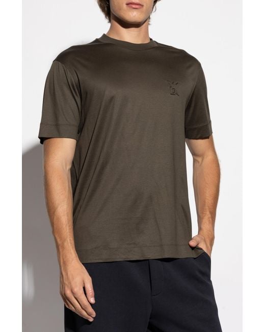 Emporio Armani Black T-Shirt With Embossed Logo for men