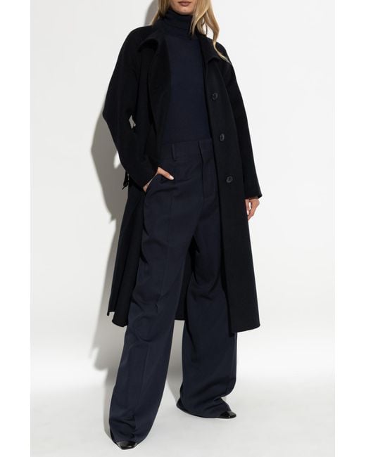 Emporio Armani Blue Coat With A Stand-Up Collar