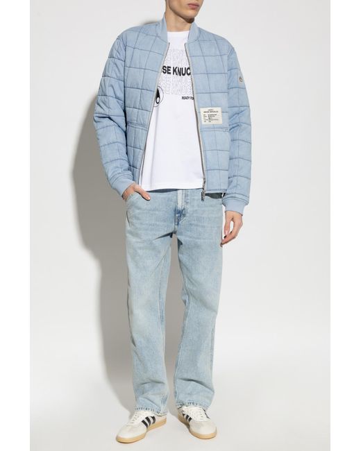 Moose Knuckles Blue Insulated Jacket With Patch for men
