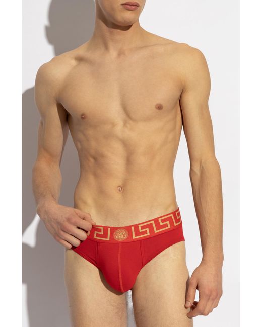 Versace Red Briefs With Logo for men