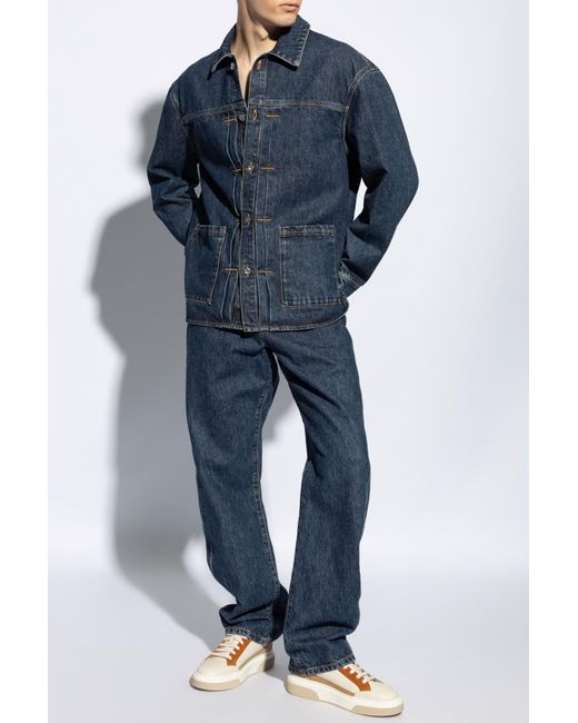 Ferragamo Blue Jeans With Logo for men