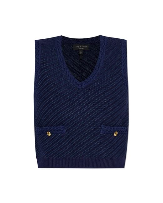 Rag & Bone Blue Vest With Pockets
