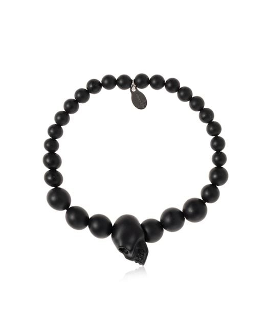 McQueen Black Bracelet With Skull Motif for men