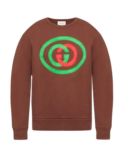 Gucci Brown Logo-printed Sweatshirt for men
