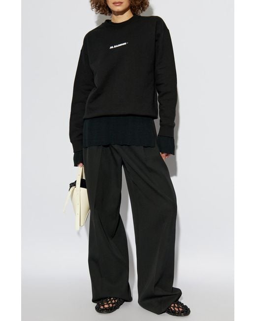 Jil Sander Black Sweatshirt With Printed Logo