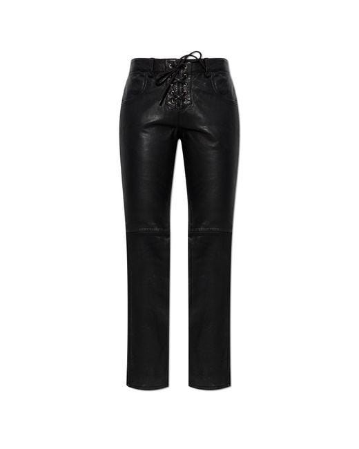 Isabel Marant Black 'Vanel' Leather Trousers