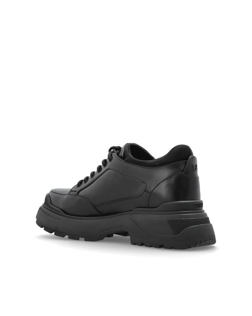 Fendi Black Leather Shoes "Force Light" for men