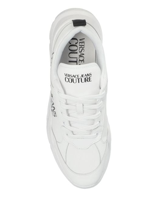 Versace Jeans Couture White Sports Shoes With Printed Logo for men