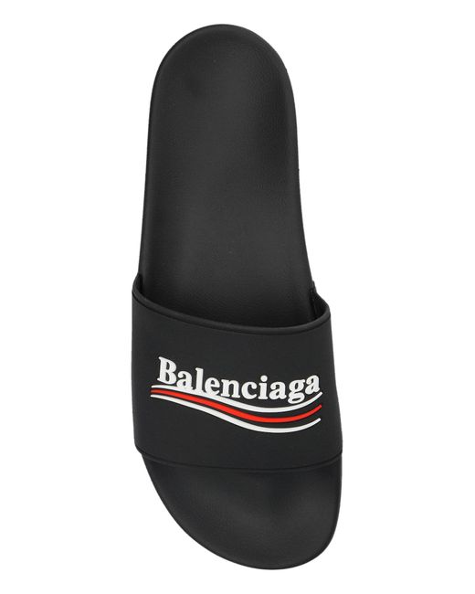 Balenciaga Black Slides With Logo for men