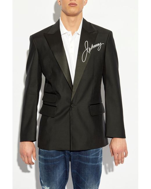 DSquared² Black Blazer With Print for men