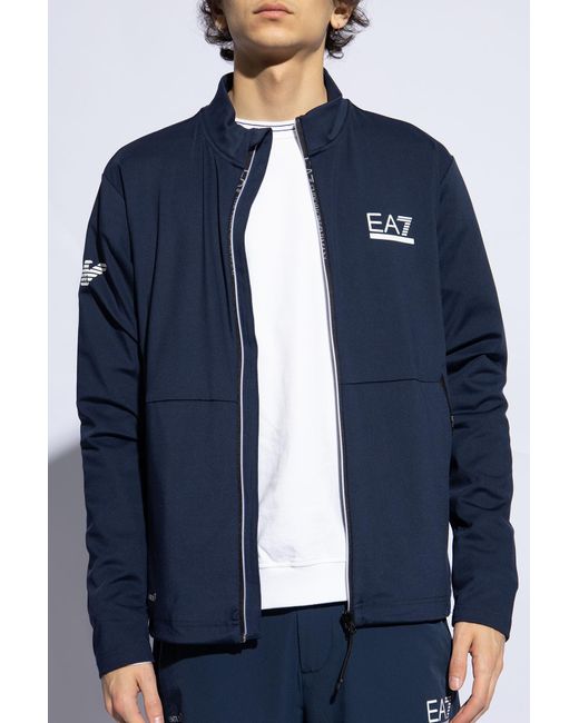 EA7 Blue Sweatshirt With Standing Collar for men