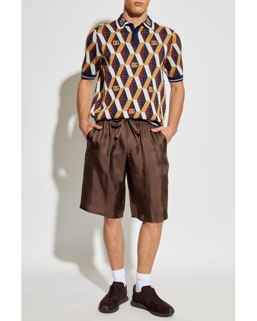 Dolce & Gabbana Brown Silk Shorts for men