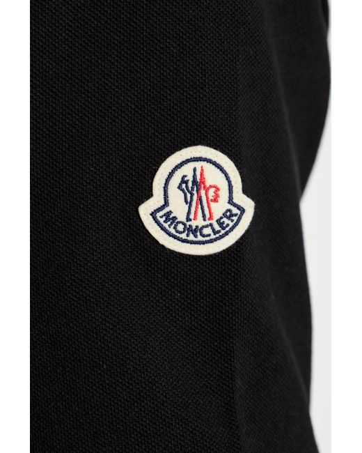 Moncler Black Polo With Logo Patch for men