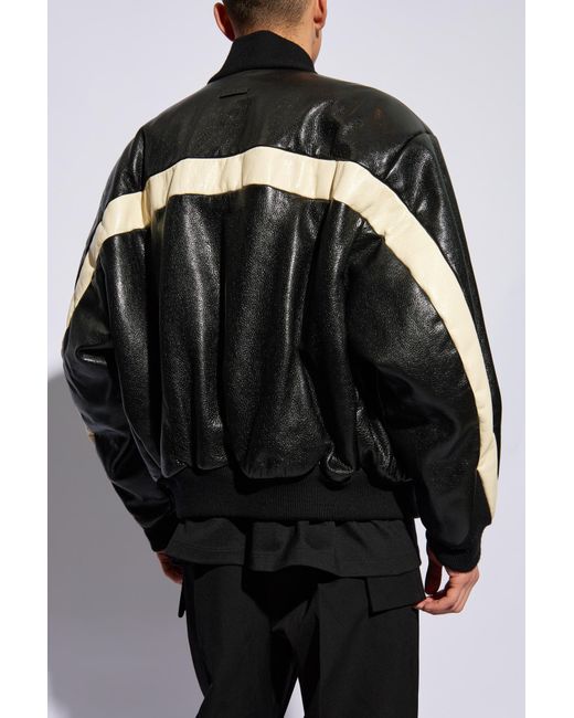Fear Of God Black Leather 'Bomber' Jacket for men