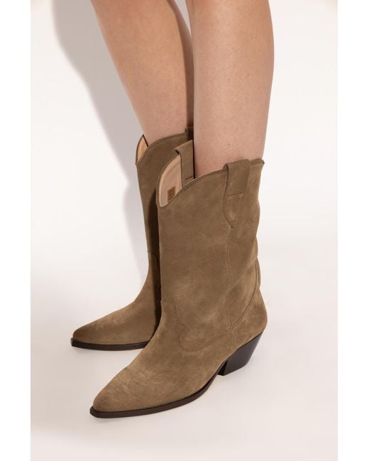 Isabel Marant Brown Suede Cowboy Boots 'Duerto'