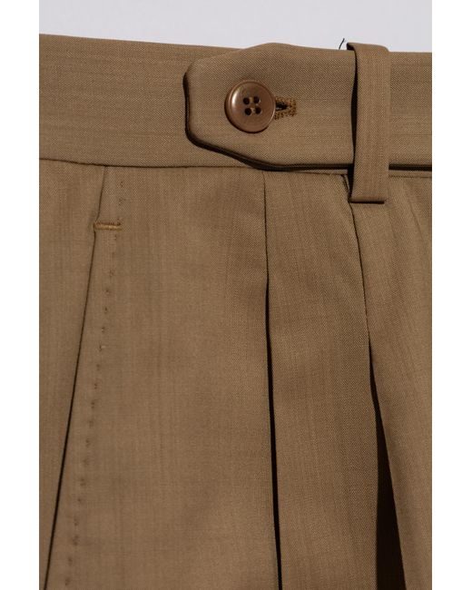 Brioni Natural Wool Trousers With Crease for men
