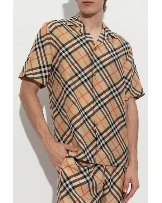 Burberry Natural Checkered Pattern Shirt for men