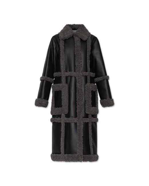 Stand Studio Black Faux Fur Coat Patrice