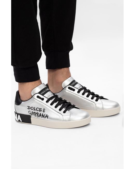 Dolce & Gabbana Metallic Calfskin Nappa Portofino Sneakers for men