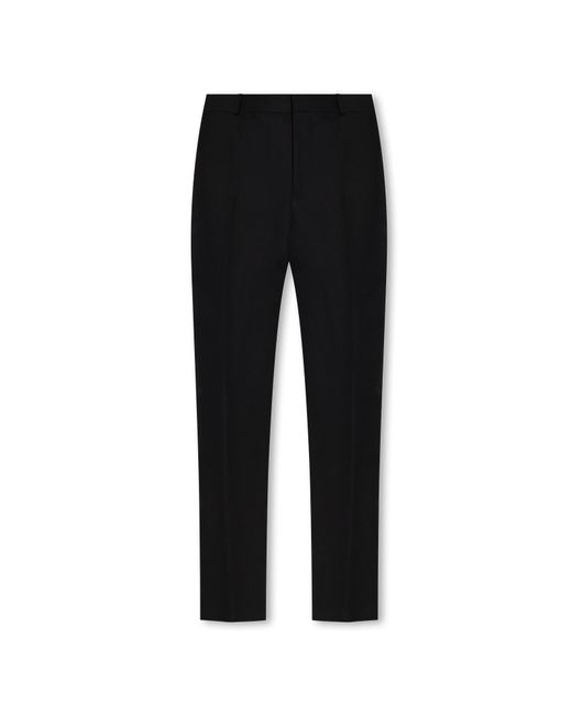 McQueen Black Wool Pleat-front Trousers for men