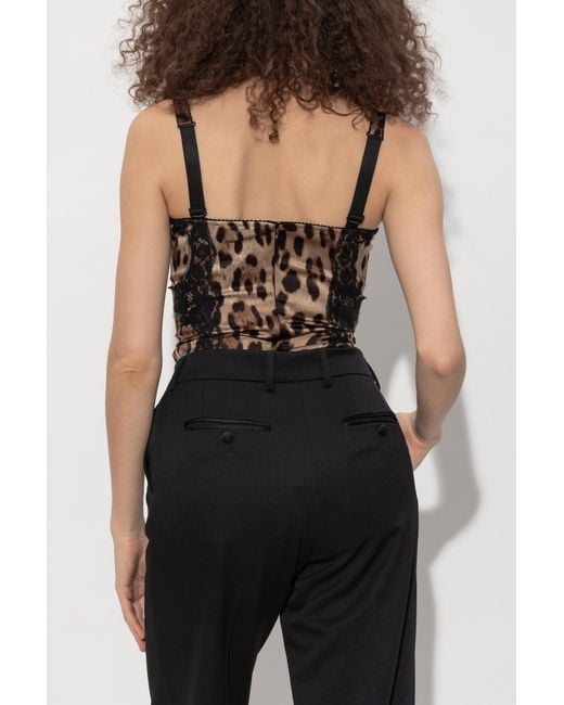 Dolce & Gabbana Brown Silk Bodysuit With Straps